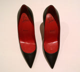 Christian Louboutin Kate 100 Black Leather Red Lining Heels
