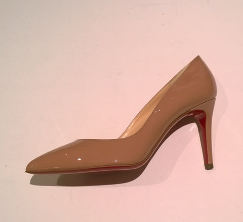 Christian Louboutin Pigalle Nude Patent 85 Beige Heels