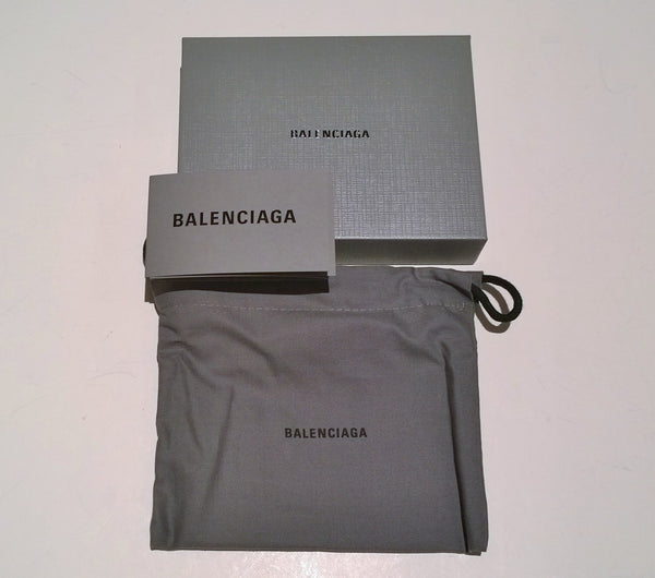 Balenciaga Black Patent Leather Card Case B Logo Croc Embossed Wallet Coin Holder