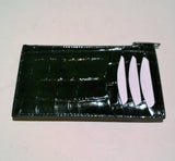 Balenciaga Black Patent Leather Card Case B Logo Croc Embossed Wallet Coin Holder