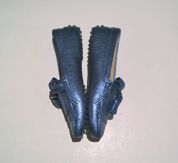 Tod's Denim Metallic Blue Leather Loafers with Tassels Driving Shoes Gommino